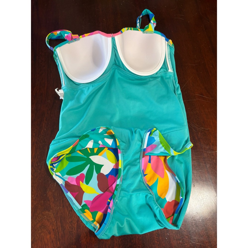 Bleu Rod Beattie Womens One Piece Swimsuit 12 Tropical Floral Ruched Push Up - Picture 4 of 6